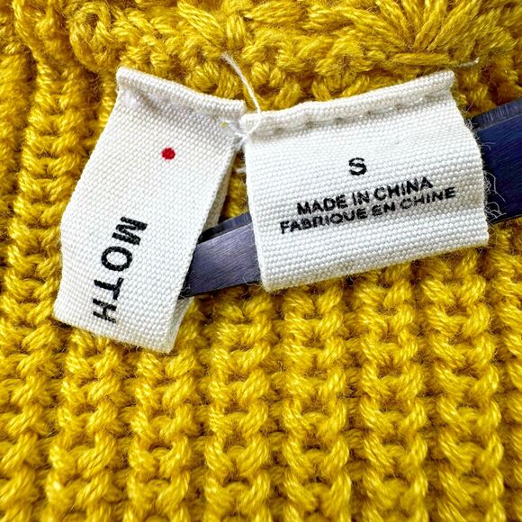 Moth Anthropologie Scallop Knit Sweater Tank Top Small Mustard Yellow Cottage - Picture 5 of 10